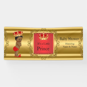 Bannière Prince Baby shower Red Gold Ethnic