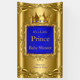 Bannière Prince Bébé Shower Bleu Or 2