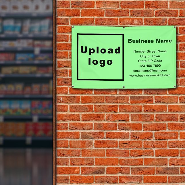 Bannière rectangle vert clair de marque commercial (Light green banner with your business brand)