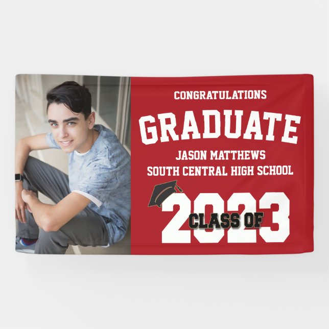 Bannière Red Graduation 2023 avec Casquette (Horizontal)