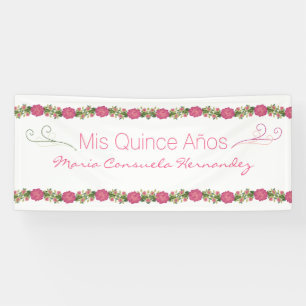 Bannière rose de Quinceanera de roses
