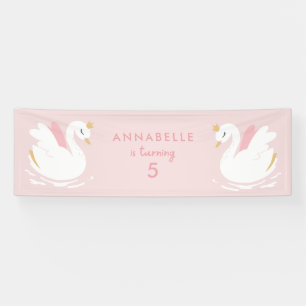 Bannière rose girly mignon cygne élégant fête