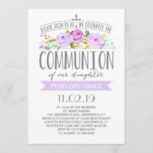 Bannière rose   Invitation à la communion de fille