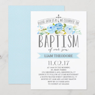 Bannière rose   Invitation Baptême garçon