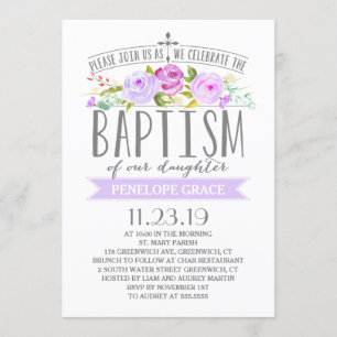 Bannière rose   Invitation de fille au baptême   P
