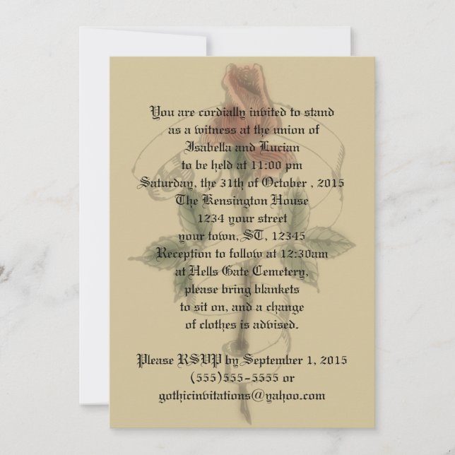 Bannière Rose vintage Goth Wedding Invitations (Devant)