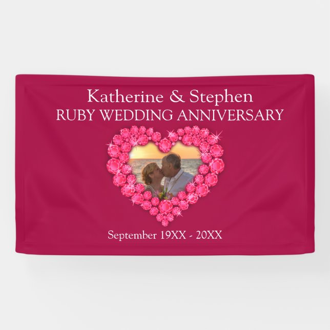 Bannière rouge de l'anniversaire du Mariage Ruby (Horizontal)