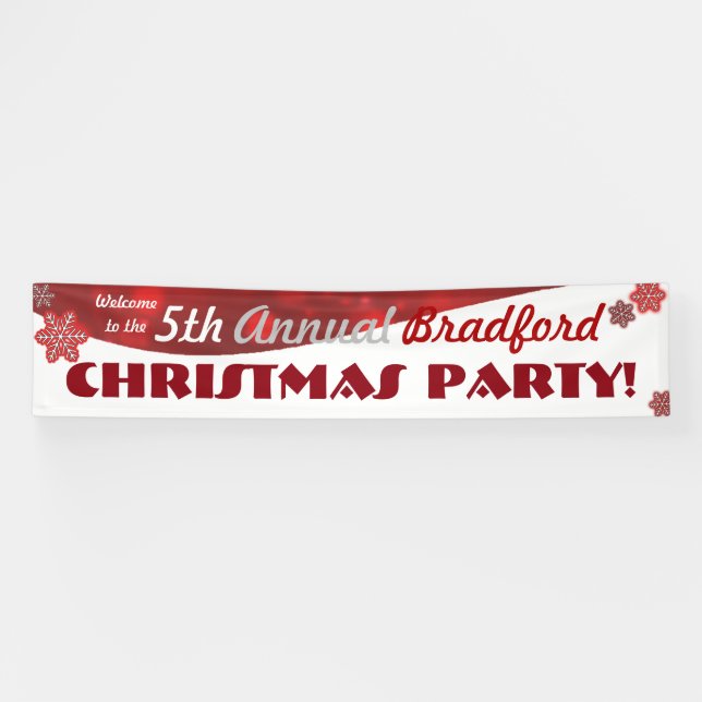 Bannière rouge personnalisable de vacances de Noël (Horizontal)