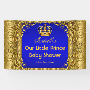 Bannière Royal Prince Baby shower Blue Gold Crown