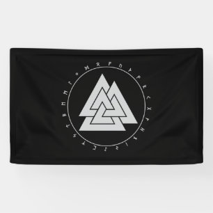 Bannière Runes Cercle Valknut (3'x5')