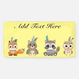 Bannière Tribal Woodland Animaux