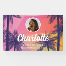 Bannière Tropical Palm Tree Graduation