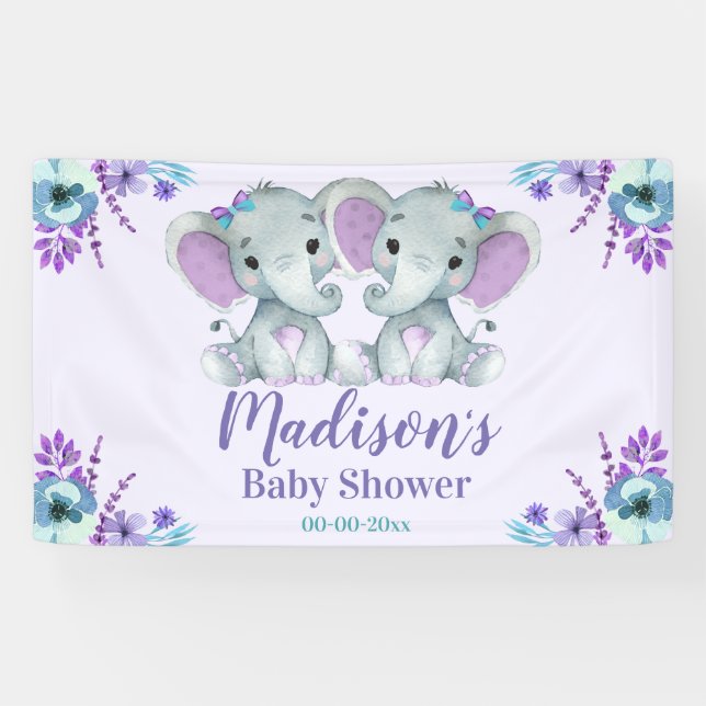 Bannière Twin Elephant Banner Signe Arrière-plan s (Horizontal)