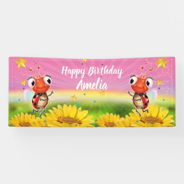Bannière vinyle de 6' x 2,5' de Ladybug Customisée (Horizontal)