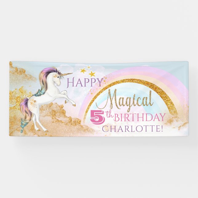 Bannières d'anniversaire Licorne (Horizontal)
