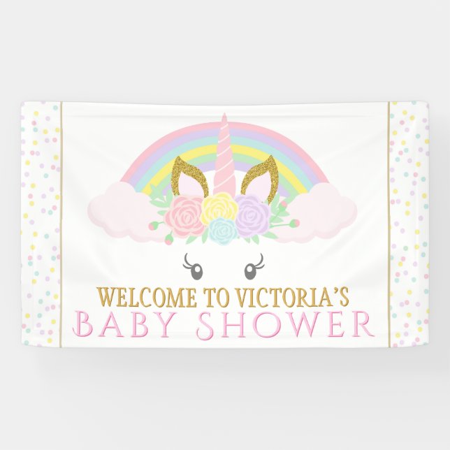 Bannières de Baby shower arc-en-ciel Unicorn (Horizontal)