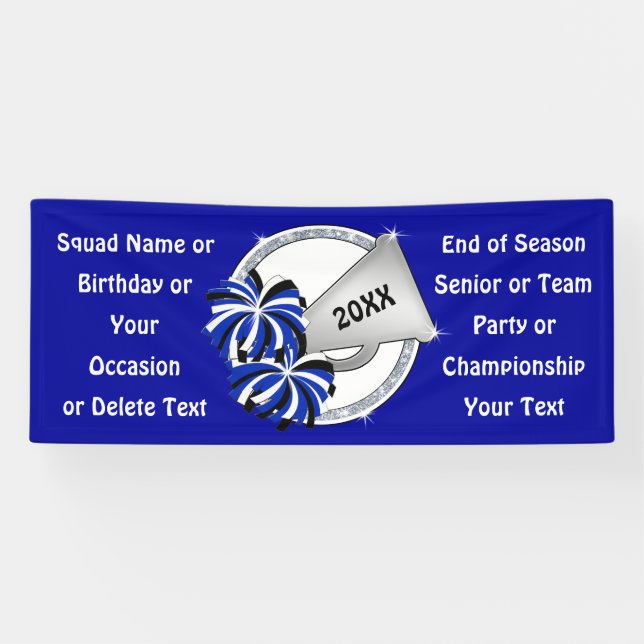 Bannières de Cheerleading en bleu, blanc et gris a (Horizontal)