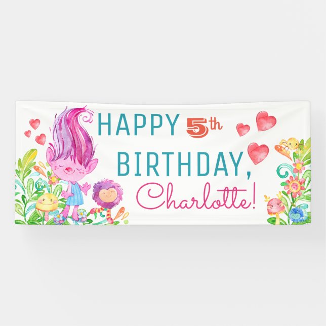 Bannières de la fête d'anniversaire de Troll (Horizontal)