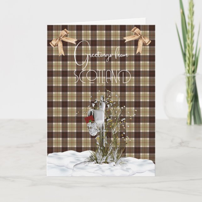 Bannockbane Tartan Greetings from Scotland Holiday Card (Front)