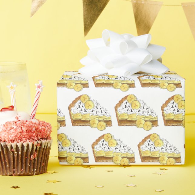 Banoffee Banana Toffee Pie Slice UK British Food Wrapping Paper (Birthday Party)