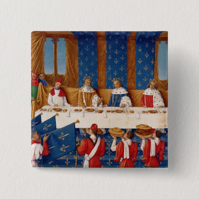 Banquet given by Charles V 2 Inch Square Button (Front)