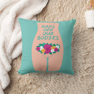 Bans Off Our Bodies Aqua Throw Pillow