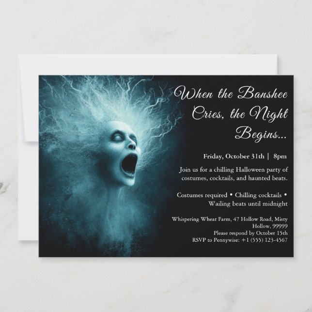 Banshee Cry Halloween Costume Party Invitation (Devant)