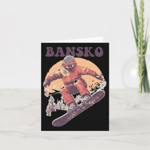 Bansko Bulgaria Retro Snowboard Card