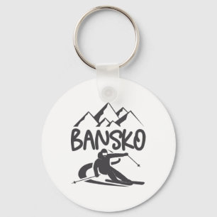 Bansko Skiing Snowboarding Bulgaria Resort Distres Keychain