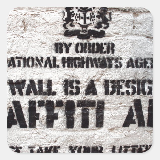Bansky Designated Graffiti Area Square Sticker (Front)