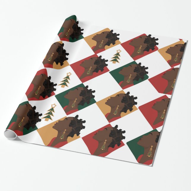 Bantu Red Christmas Wrapping Paper  (Unrolled)
