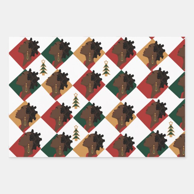 Bantu Tri Remix Enveloppement Papier Plat Set de 3 (Devant)