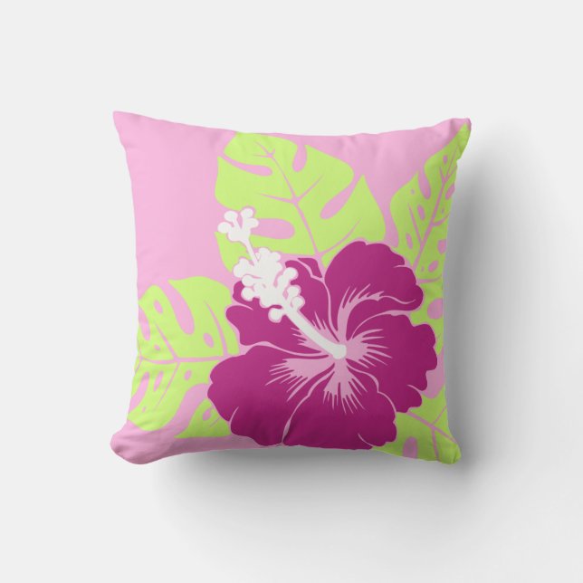 Banzai Beach Hawaii Hibiscus Carrés Coussins (Recto)