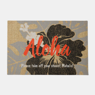 Banzai Beach Hawaiian Hibiscus Floral Aloha Doormat