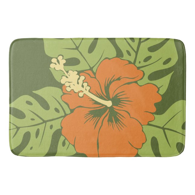 Banzai Beach Hawaiian Hibiscus Floral Bath Mat (Front)