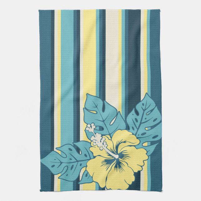 Banzai Beach Hawaiian Hibiscus Kitchen Towel (Vertical)