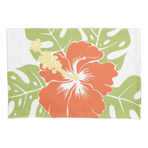 Banzai Beach Hawaiian Hibiscus Reversible Stripe Pillowcase