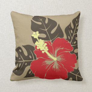 Banzai Beach Hawaiian Hibiscus Square Pillows