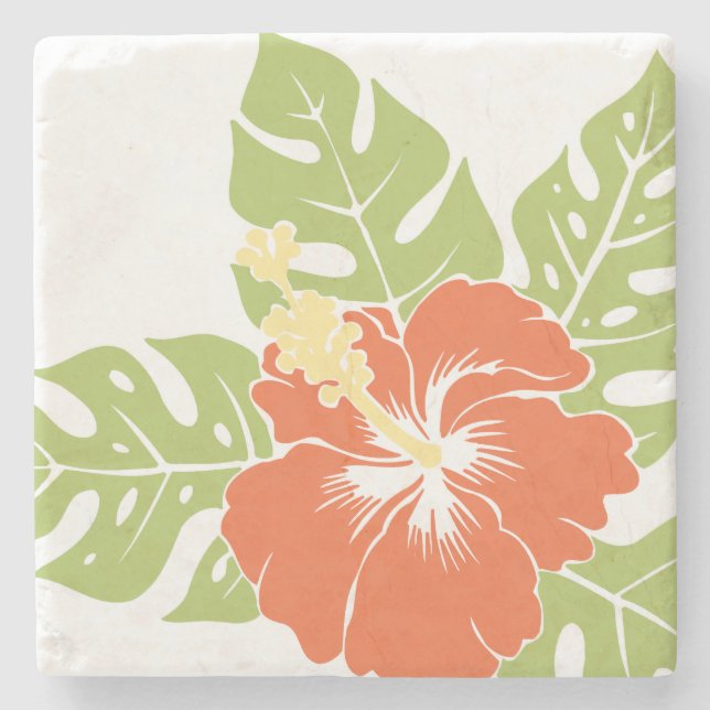 Banzai Beach Hawaiian Hibiscus Tiki Bar Coasters (Front)