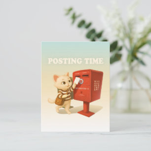 Bao Bao: Posting Time with Retro Taiwan Mailbox Announcement Postcard