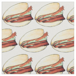 Bao Buns Porkbelly Lotus Bun Chinese Food Print Fabric