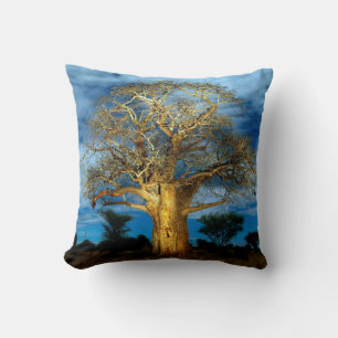 Baobab (Adansonia) Tree Light Up By The Moon Throw Pillow