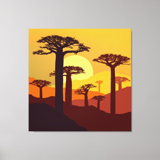 Baobab At Sunset Canvas Print (Front)