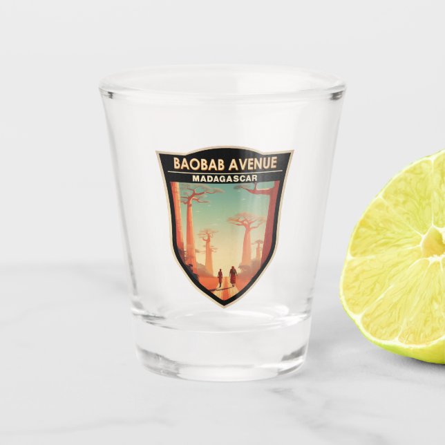 Baobab Avenue Madagascar Travel Badge Shot Glass (Front)