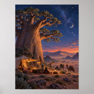 Baobab Stargazer Caravan Twilight 12x16 Poster