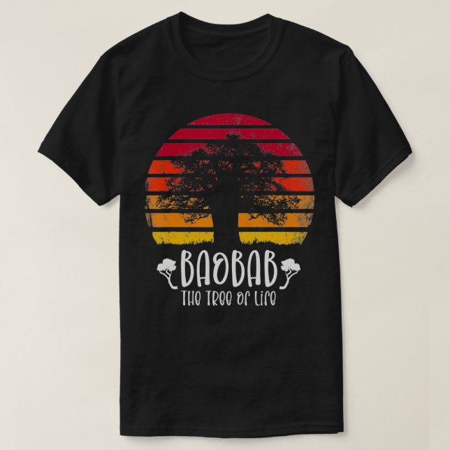 Baobab Tree African Retro Sunset Baobab Chonk Tree T-Shirt (Design Front)