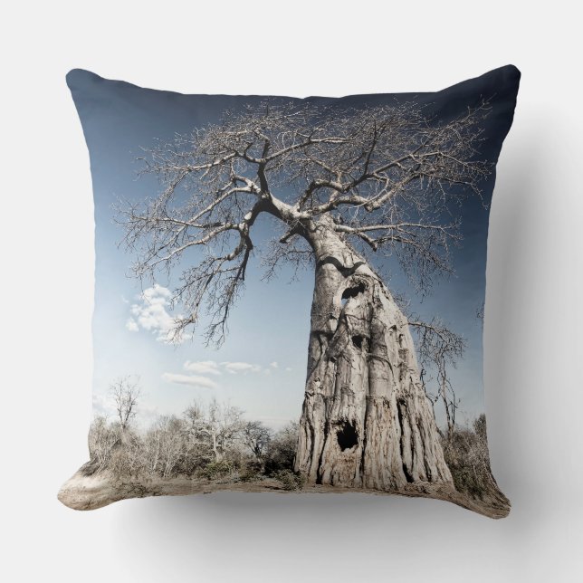 Baobab Tree at Mana Pools National Park, Zimbabwe Throw Pillow (Front)