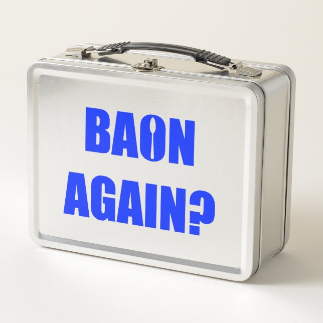 Baon Again? Blue and Black Text Metal Lunch Box (Front)