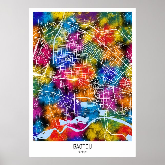 Baotou China City Map Poster (Front)