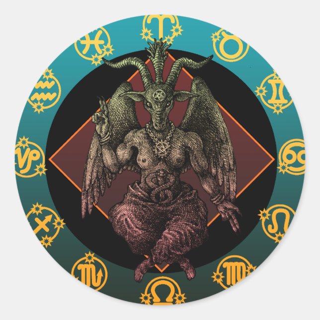 baphomet2 classic round sticker (Front)